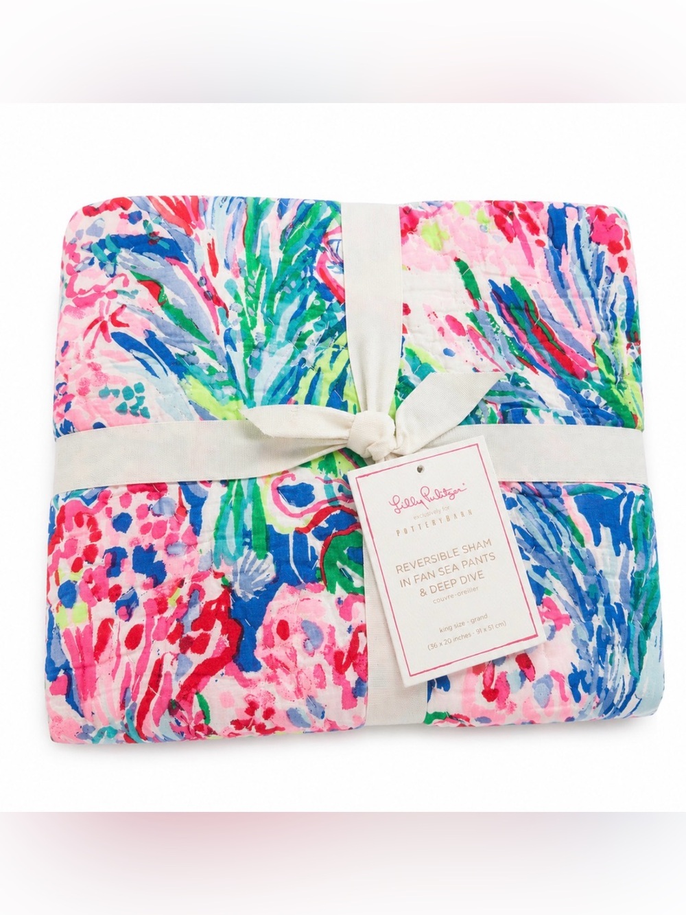 Lilly Pulitzer Reversible Sham King size - Fan Sea Pants/Deep Dive NWT